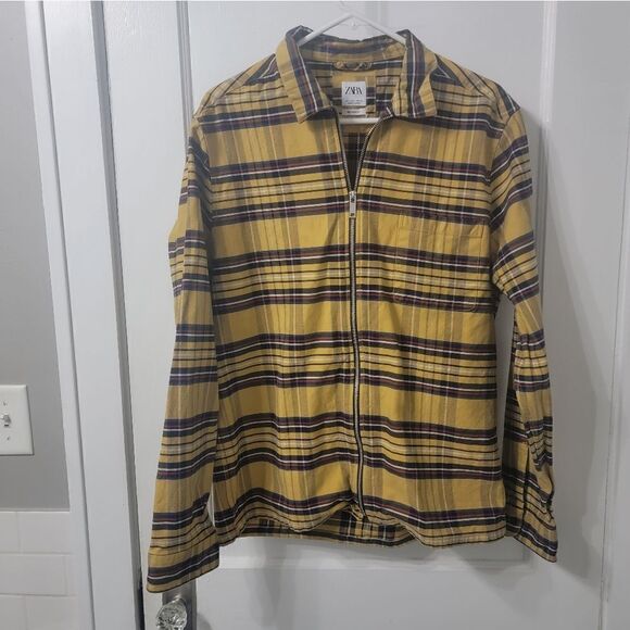 Zara zip up shirt jacket sz large - Picture 1 of 5